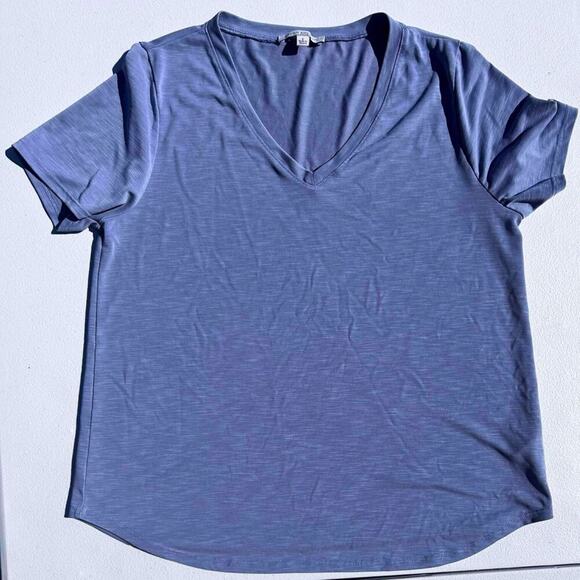 Green Envelope Womens L Blue V Neck Short Sleeve Soft Stretch T Shirt Casual Tee - Picture 1 of 2